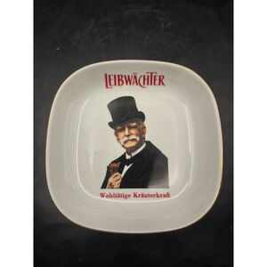German Porcelain Trinket Dish Leibwächter Bitters Beverage Advertising Vintage